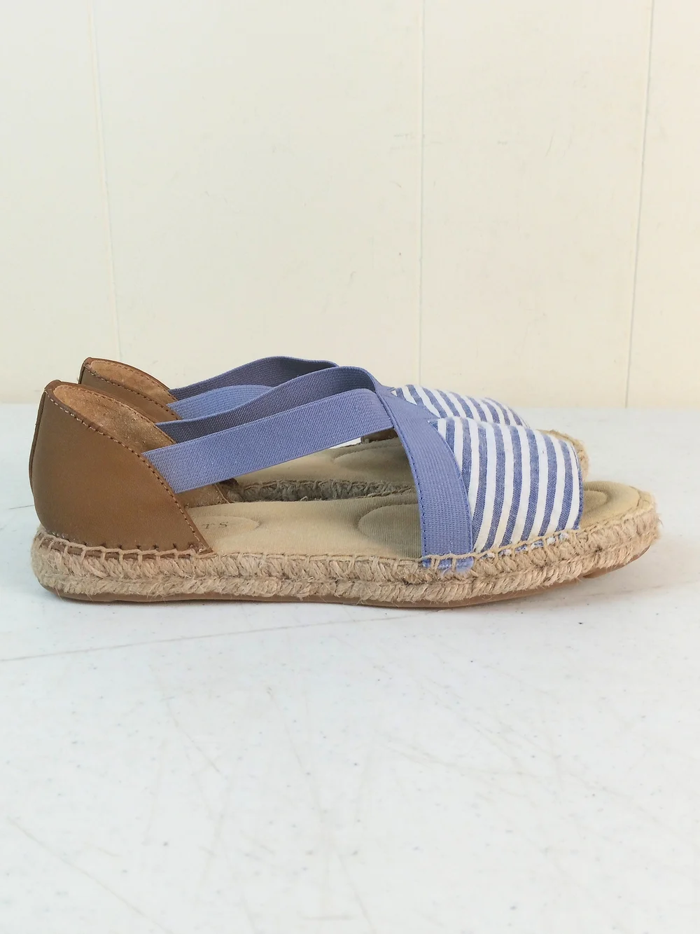 Talbots Women's Blue Striped Espadrille Sandals Size 7 Slip On